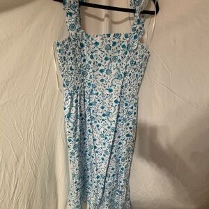 Draper James Blue florals on white Midi Sundress